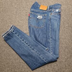 Levis Jeans Women 24x28 Blue 501 Short Skinny Denim Distressed Pants Medium Wash